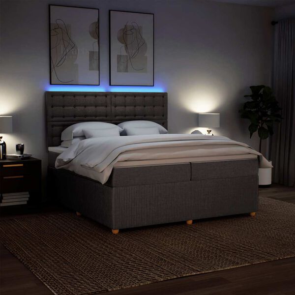 vidaXL Sommier &agrave; lattes de lit avec matelas Taupe 200x200 cm Tissu