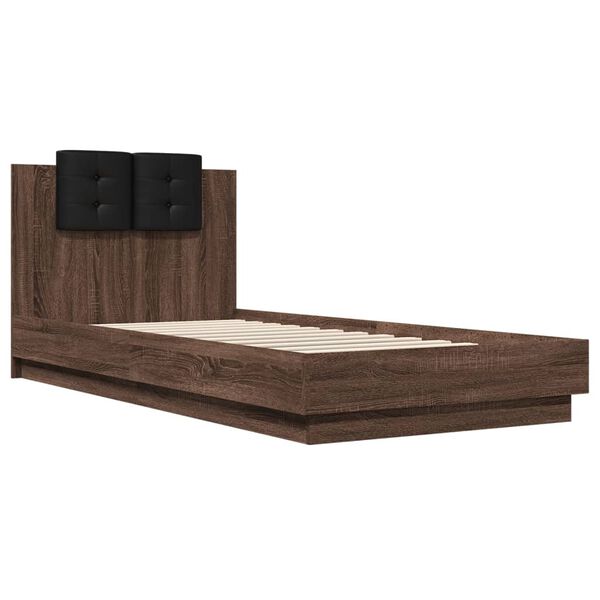 vidaXL Cadre de lit avec LED sans matelas chêne marron 90x200 cm