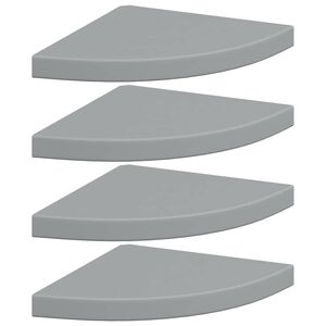 vidaXL &Eacute;tag&egrave;res d'angle flottantes 4 pcs gris 35x35x3,8 cm MDF