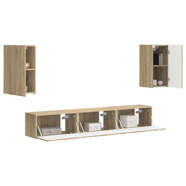 vidaXL Ensemble meuble TV 5 pcs Ch&ecirc;ne Sonoma Bois d'ing&eacute;nierie