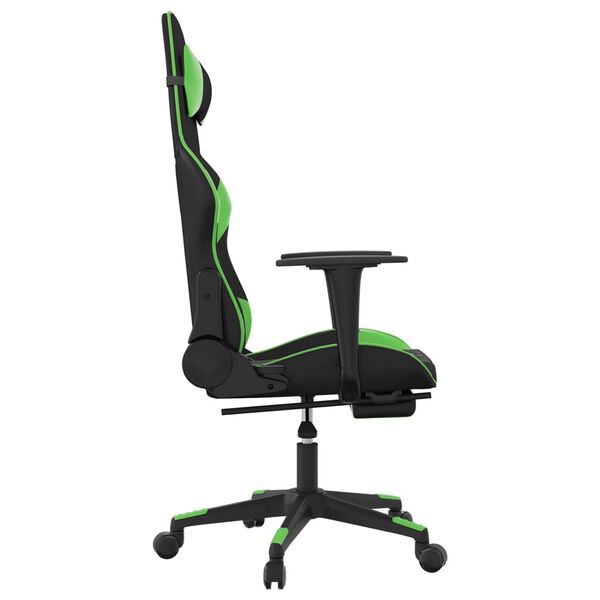 vidaXL Chaise de jeu avec repose-pied Noir et vert Similicuir
