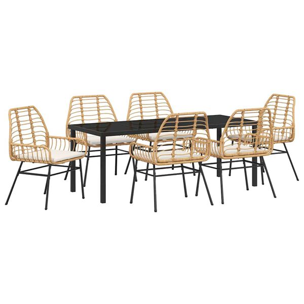 vidaXL Ensemble de salle &agrave; manger pour jardin 7 pcs Marron polyrotin