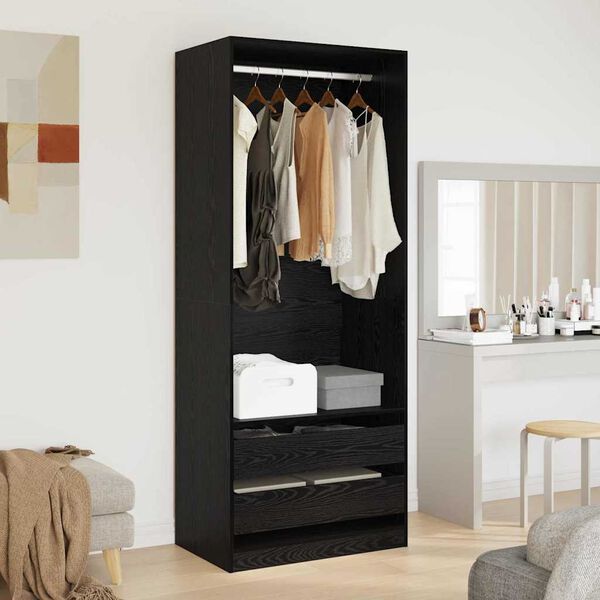 vidaXL Armoire Ch&ecirc;ne noir 80 x 50 x 200 cm Bois d'ing&eacute;nierie