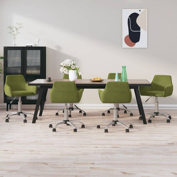 vidaXL Chaises pivotantes &agrave; manger lot de 6 vert clair velours
