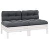 vidaXL Canap&eacute; 2 places de jardin et coussins Blanc Bois de pin solide