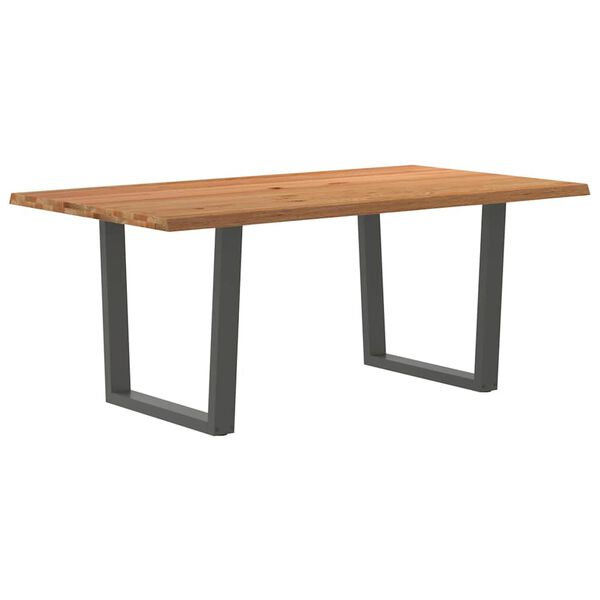 vidaXL Table à manger avec bord naturel 180x100x74cm bois massif chêne