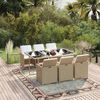 vidaXL Ensemble &agrave; manger de jardin et coussins 7 pcs Poly rotin Beige