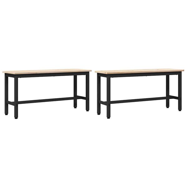 vidaXL Bancs de Salle &agrave; Manger 2 pcs Naturel 100 x 32,5 x 49 cm