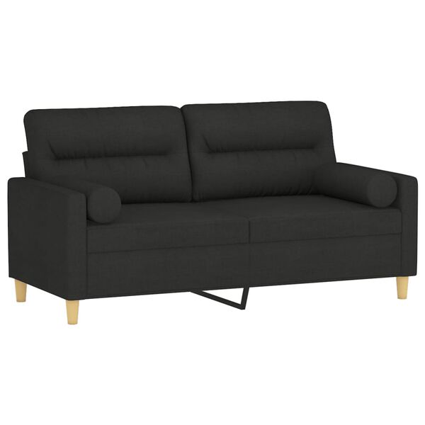 vidaXL Canap&eacute; 2 places et oreillers et coussins Noir 140 cm Tissu