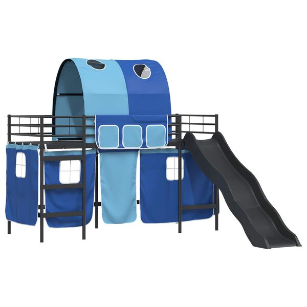 vidaXL Lit mezzanine pour enfants Noir et Bleu 74,5 x 190 cm M&eacute;tал