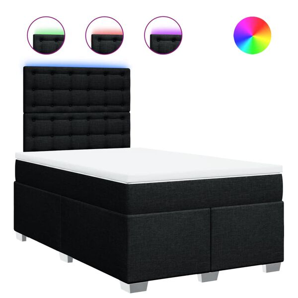 vidaXL Sommier &agrave; lattes de lit avec matelas noir 120x190 cm tissu