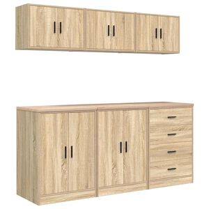 vidaXL Armoires de garage 6 pcs ch&ecirc;ne sonoma bois d'ing&eacute;nierie