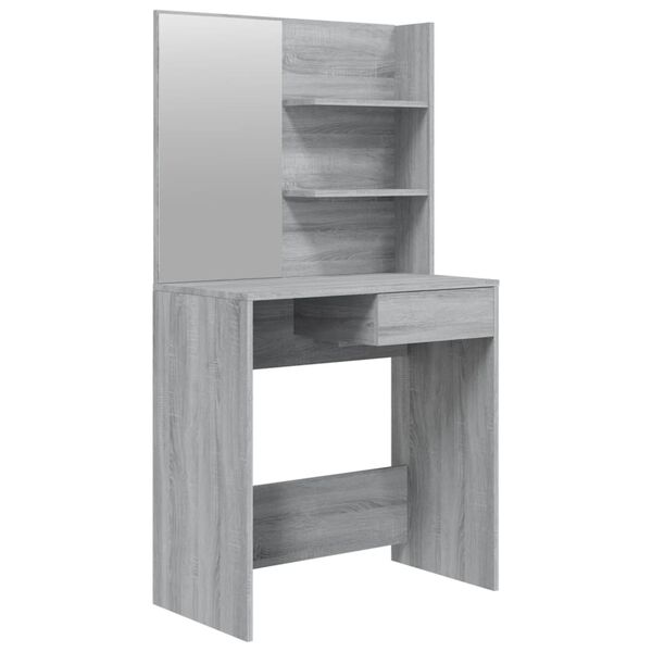 vidaXL Coiffeuse avec miroir Sonoma gris 74,5x40x141 cm