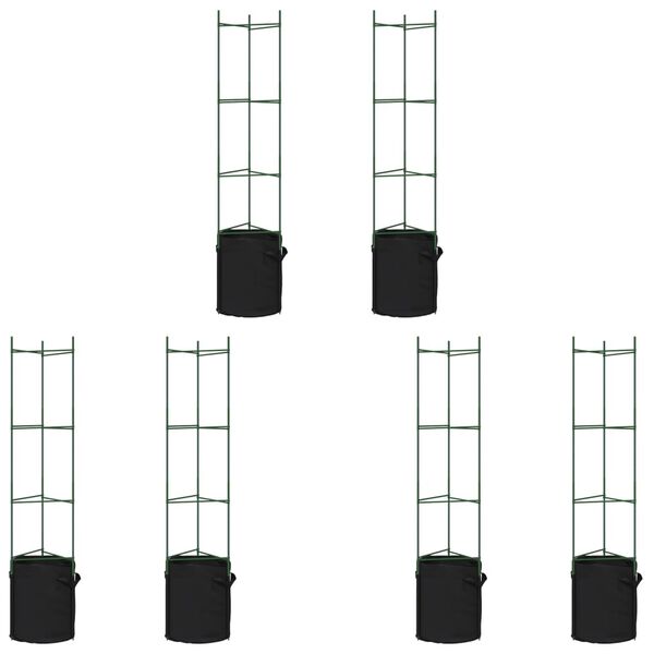 vidaXL Cages &agrave; tomates avec sacs &agrave; plantes 6 pcs 154 cm acier et PP