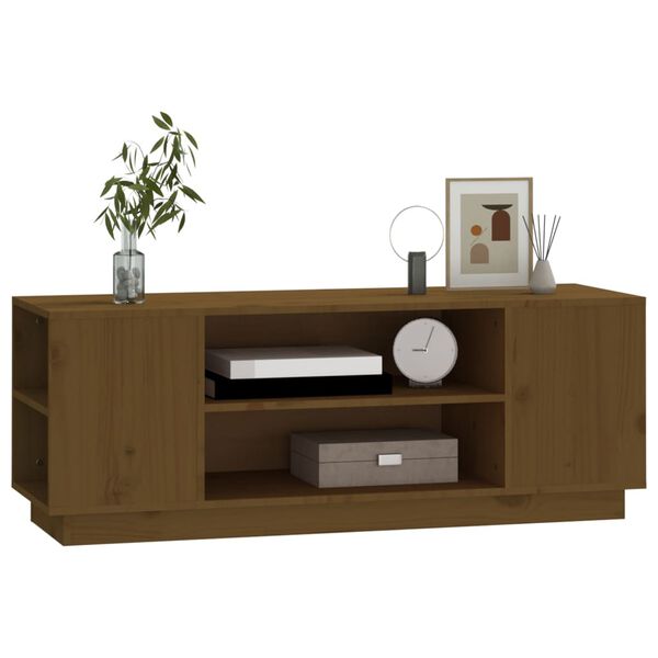 vidaXL Meuble TV Marron miel 110x35x40,5 cm Bois de pin massif