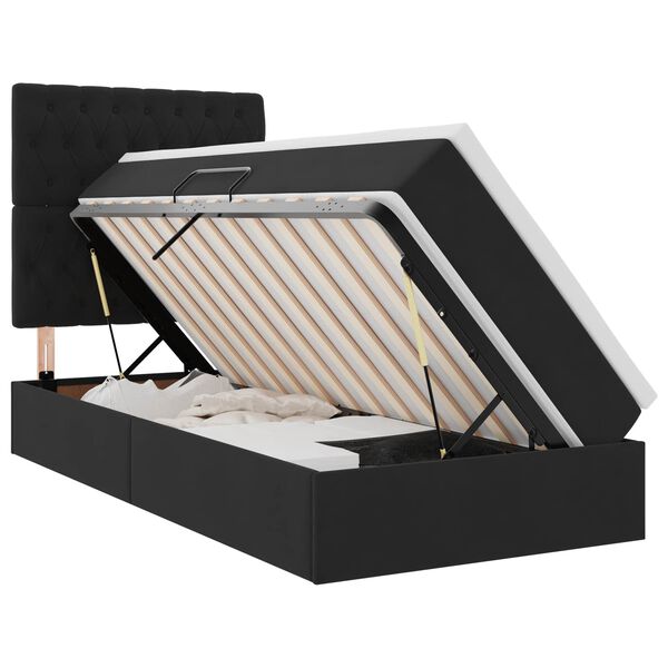 vidaXL Lit avec rangement et LED avec matelas Noir 90 x 190 cm Velours