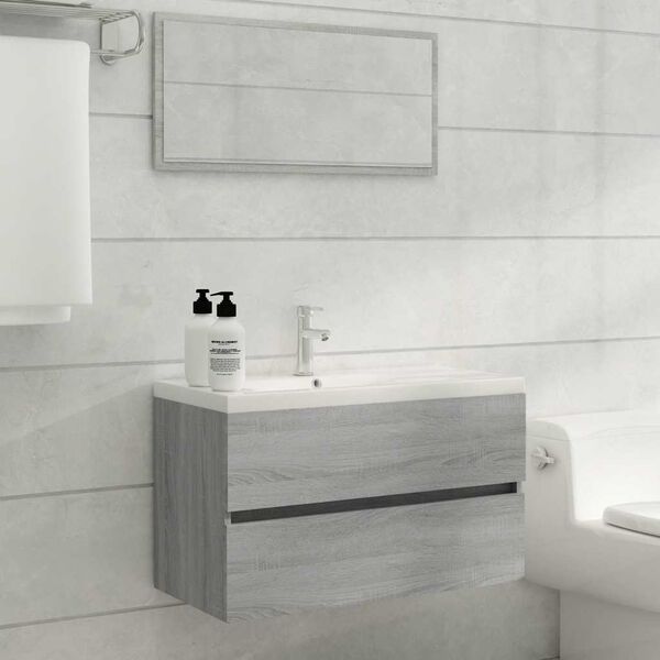 vidaXL Ensemble de meubles de salle de bain 2 pcs Sonoma gris
