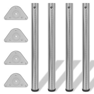 4 pieds de table r&eacute;glables en hauteur 710 mm Nickel bross&eacute;
