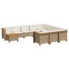 vidaXL Salon de jardin 11 pcs avec coussins beige r&eacute;sine tress&eacute;e