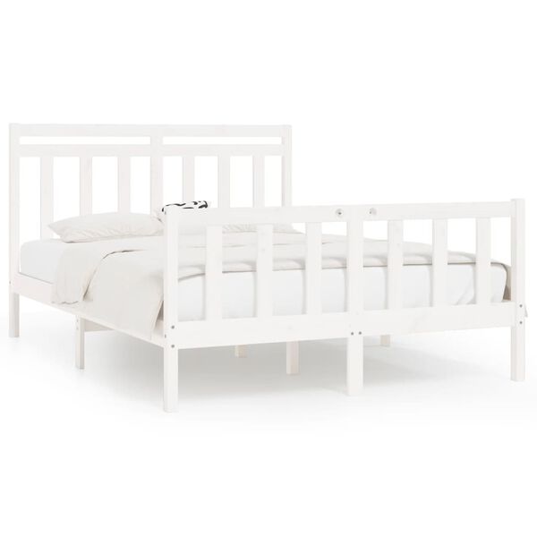 vidaXL Cadre de lit sans matelas blanc bois de pin massif 160x200 cm