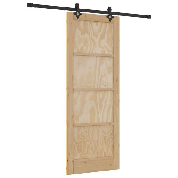 vidaXL Porte coulissante Naturel et Noir 78 x 202 cm Pin massif
