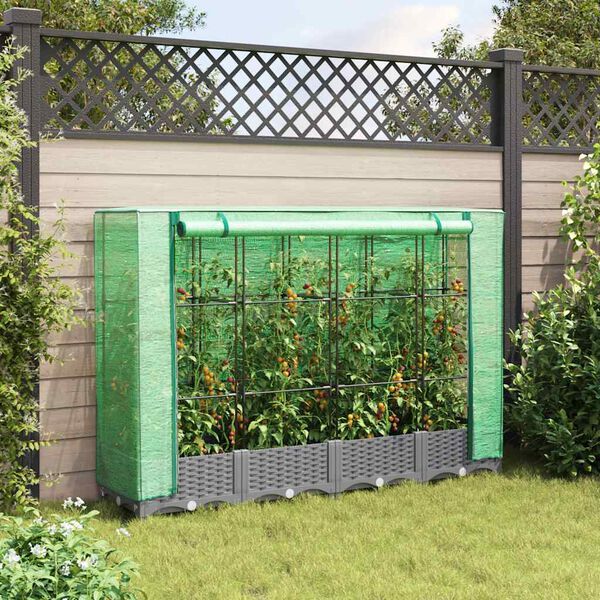 vidaXL Jardini&egrave;re sur&eacute;lev&eacute;e avec housse aspect rotin 160x40x123 cm