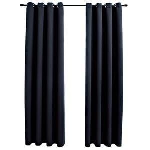 vidaXL Rideaux occultants avec anneaux en m&eacute;tal 2 pcs Noir 140x175 cm