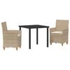 vidaXL Ensemble de salle &agrave; manger pour jardin 3 pc Beige polyrotin