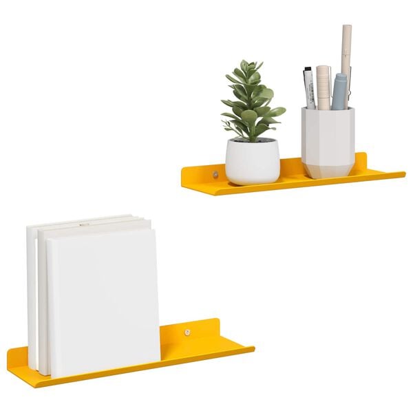 vidaXL &Eacute;tag&egrave;re flottante 2 pcs Jaune moutarde 30 x 9 x 2,5 cm Acier
