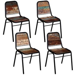 vidaXL Chaises &agrave; manger lot de 4 bois de r&eacute;cup&eacute;ration solide