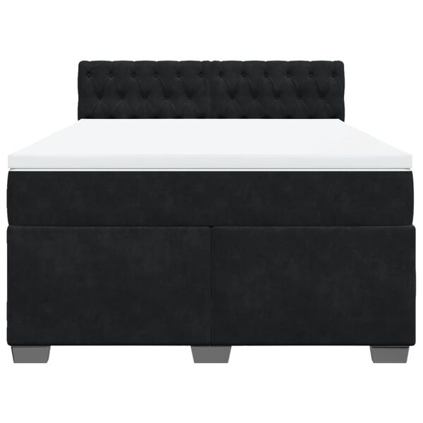 vidaXL Sommier &agrave; lattes de lit avec matelas Noir 140x190 cm Velours