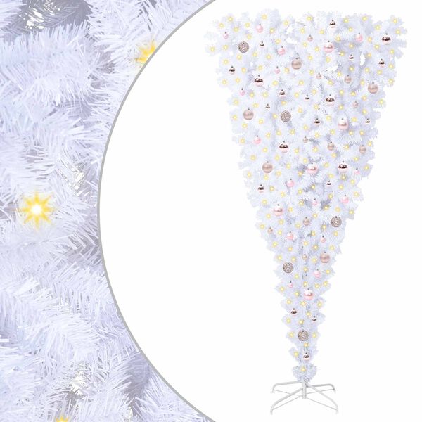 vidaXL Sapin de No&euml;l artificiel avec 300 LED Blanc 210 cm PVC et Acier