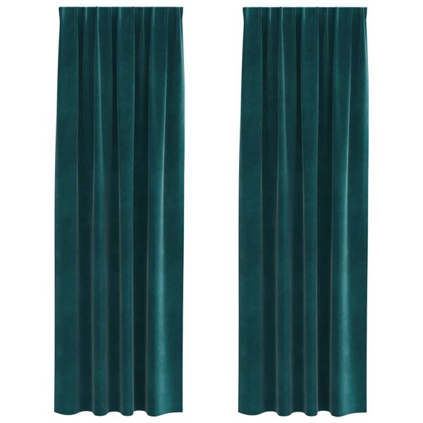 vidaXL Rideaux occultants 2 pcs Vert fonc&eacute; 140 x 260 cm Velours