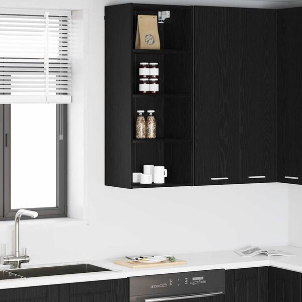 vidaXL Armoire suspendue avec stockage Ch&ecirc;ne noir 40 x 29,5 x 100 cm