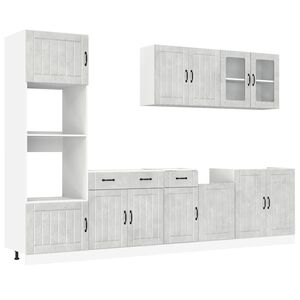 vidaXL Ensemble de 7 meubles de cuisine "Lucca" en bois d'ing&eacute;nierie gris b&eacute;ton