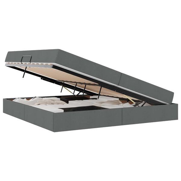 vidaXL Lit avec rangement et matelas Gris fonc&eacute; 200 x 200 cm Polyester