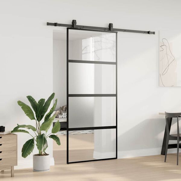 vidaXL Porte coulissante avec kit de quincaillerie noir 90x205 cm