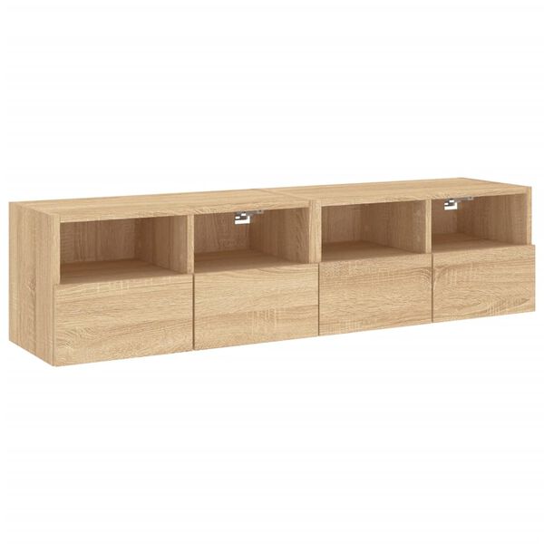 vidaXL Meubles TV muraux 2 pcs ch&ecirc;ne sonoma 60x30x30cm bois ing&eacute;nierie