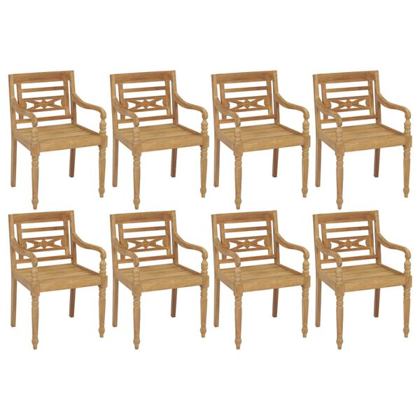 vidaXL Chaises Batavia avec coussins lot de 8 Bois de teck solide