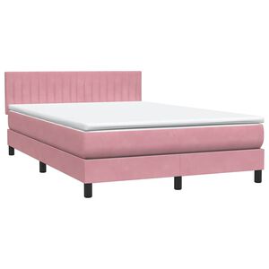 vidaXL Sommier &agrave; lattes de lit avec matelas rose 160x210 cm velours