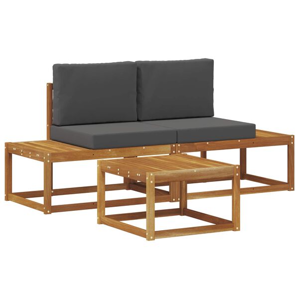 vidaXL Ensemble de canap&eacute;s d'ext&eacute;rieur avec coussin 3 pcs Naturel