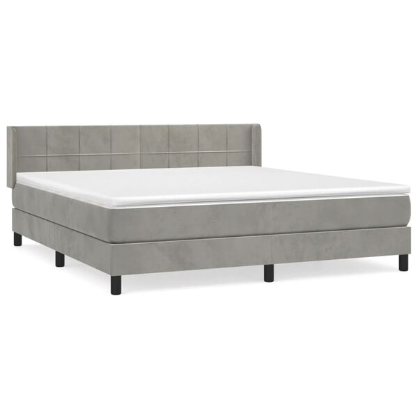 vidaXL Sommier &agrave; lattes de lit et matelas Gris clair 160x200cm Velours