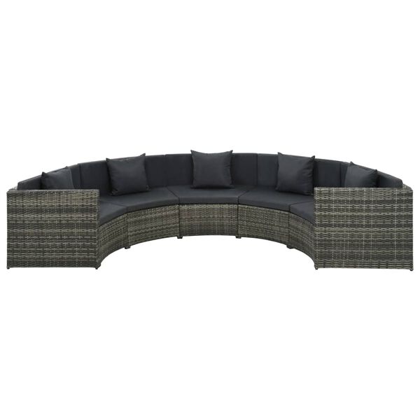 vidaXL Salon de jardin 7 pcs avec coussins R&eacute;sine tress&eacute;e Gris