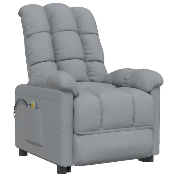 vidaXL Fauteuil de massage inclinable Gris clair Tissu