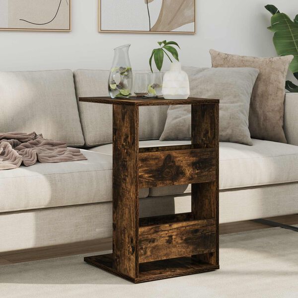 vidaXL Table d'appoint Ch&ecirc;ne fum&eacute; 40 x 35 x 60,5 cm Bois d'ing&eacute;nierie