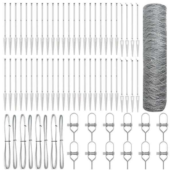 vidaXL Poteau de cl&ocirc;ture. Argent&eacute; 100 x 1 m (50 mm de maillage) Acier