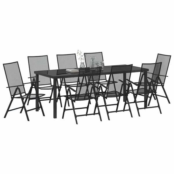 vidaXL Ensemble de salle &agrave; manger pour jardin 9 pcs Anthracite