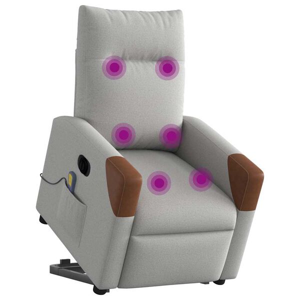 vidaXL Fauteuil inclinable de massage électrique gris nuage tissu