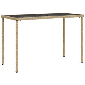 vidaXL Table de jardin dessus en verre beige 115x54x74 cm poly rotin