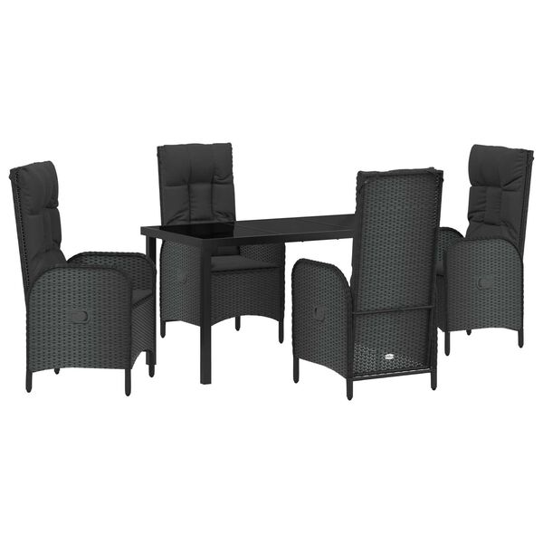 vidaXL Ensemble de salle à manger pour jardin 5 pcs Noir polyrotin